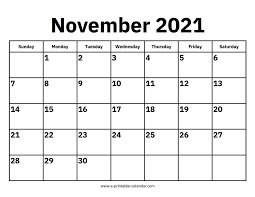 Show Me The Calendar For The Month Of November