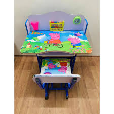 These peppa pig party supplies include paper cups, paper plates, paper napkins and plastic table covers. Tische Stuhle Kids Children Home Study Peppa Pig Table Storage Cartoon Desk Chair Set Fullredux Com Br