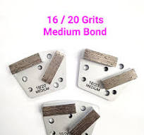 3PK Trapezoid HTC Style Grinding Shoe / Disc / Plate - Medium Bond - 16/20  Grit