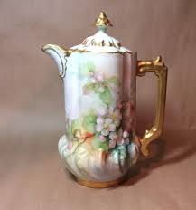 Offered Is A Wonderful Limoges Hand Painted Chocolate Pot In Excellent Condition With No Chips Cracks Crazing Scrat Chocolate Pots Tea Pots Dogwood Blossoms