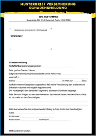 Wer einen kredit aufnehmen oder eine wohnung. 7 Musterbrief Versicherung Schadensmeldung Versicherung Kfz Versicherung Brief