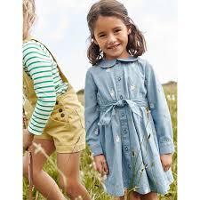 Miniboden dívčí šaty bavlna králík vyšívaná džínová sukně britské dovozové  dětské oblečení 2024 jaro novinka