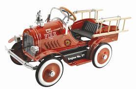 Classic 57 Deluxe Red Fire Truck Pedal Car Engine Toddler Toy Push Ride On Play Dexton Toy Pedal Cars Pedal Cars Vintage Pedal Cars