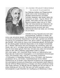 Die diakonische gemeinschaft nazareth ist eine gemeinschaft von rund 1.000 frauen und männern, die sich beruflich oder ehrenamtlich in kirche und diakonie engagieren. 25 Jahre Pflegevorschule In Haus Nazareth