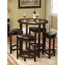 Round counter height dining table set. 5 Piece Round Counter Height Dining Set In Solid Wood With Glass Table Top Today