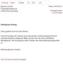 Kann ich meinen vertrag mit dem fitnessstudio aufgrund des umzuges außerordentlich kündigen. Eprimo Kundigungsschreiben Vorlagen Und Muster
