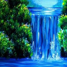 I added ultramarine blue to the pile of paint used for the water to push it into the shadows on the upper right. Next Wine And Painting Party Empty Nest Is May 19 Call To Reserve Your Spot Waterfall Paintings Waterfall Painting Night Painting