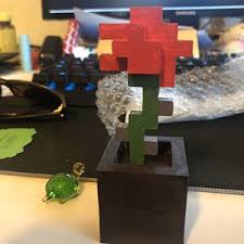 Minecraft Style Rose 3d Printed Hand Painted Flower Figurine Gift Caramel Pot In 2020 Minecraft Decorations Minecraft Minecraft Banners