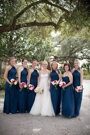 Amsale Bridesmaids In French Blue Chiffon Blue Bridesmaids Bridesmaids Colors Blue Navy Bridesmaid Dresses Wedding Bridesmaid Dresses