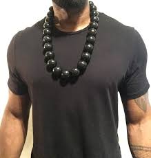 Black Bead Necklace Mens Chunky Wooden Beaded Necklace 30mm Black Gloss Etsy Black Bead Necklace Beaded Necklace Brown Beaded Necklace