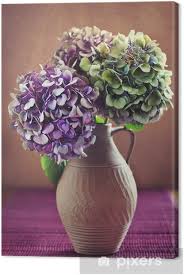 Maybe you would like to learn more about one of these? Purple Hydrangea Flowers In An Old Clay Jar Canvas Print Pixers We Live To Change
