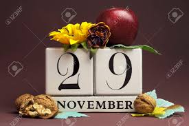 Save The Date Seasonal Individual Calendar For November 29 With Autumn  Colors, Fruit And Flowers Fall Theme For Birthdays, Individual Special  Occasions, Holidays And Events Stock Photo, Picture and Royalty Free Image.