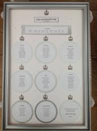 wedding table plan with a royal theme