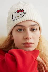 Hello Kitty Knitted Cap Kawaii Anime Plush Keep Warm Girl Adult Embroidery  Wool Hats Autumn And Winter Casual Cap Beanie Hat New