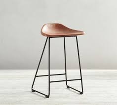 Leather leith adjustable height swivel bar stool (set of 2) by wade logan®. Brenner Leather Bar Counter Stool Pottery Barn