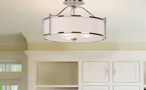 With its sophisticated beauty and stunning details, it is sure to add the perfect touch to your decor. Amazon Com Semi Flush Mount Ceiling Light 18 Inch 3 Light Close To Ceiling Light With Fabric Shade And Glass Diffuser Brushed Nickel Drum Semi Flush Light For Dinning Bedroom Xinbei Lighting Xb Sf1199 Bn