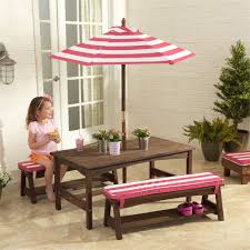 Kidkraft Outdoor Table And Bench Set Pink And White Kids Patio Furniture White Outdoor Furniture Patio Furnishings