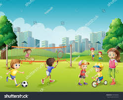 Children Playing Sports In The Park Illustration Sponsored Ad Playing Children Sports Illustration Sport Illustration Sport Park Kids Sports