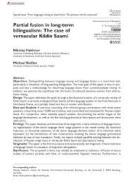 Ну вот и всё (nu vot i vsyo). Pdf Partial Fusion In Long Term Bilingualism The Case Of Vernacular Kildin Saami