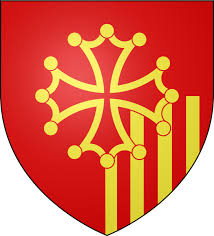 Languedoc Roussillon Ecartele De Gueules Au Quatrieme Du Meme Aux Quatre Pals D Or A La Croix De Toulouse D Or Brochant Sur Heraldry Coat Of Arms Languedoc