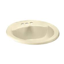 Depending on your space you'll need to figure out whether a large bathroom sink or a narrow bathroom sink will fit your space. American Standard Cadet Drop In Oval Self Rimming Sink Basin With Front Overflow In Bone The Home Depot Canada