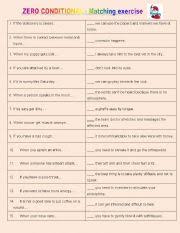 If julie doesn't wear a hat, she gets sunstroke. Zero Conditional Matching Exercise Esl Worksheet By Olgumco