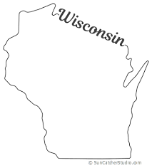 Wisconsin Map Outline Printable State Shape Stencil Pattern Map Outline Wisconsin State Outline