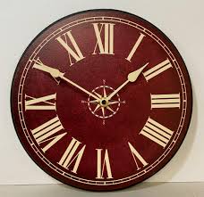 Nautical Burgundy Wall Clock, 8 Sizes to Choose, Made in USA, Lifetime  Warranty, Very QUIET