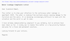 Water Leakage Complaint Letter