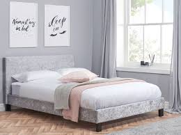 Grey classic soft crushed durable velvet upholstery fabric by the yard. Berlin Steel Crushed Velvet Fabric Bed