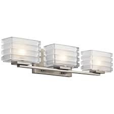 Read our bathroom lighting guide for the latest bathroom lighting ideas and bathroom lighting tips to guide you on your way. Kichler 45479ni Brushed Nickel Bazely 24 Wide 3 Light Bathroom Vanity Light Lightingdirect Com