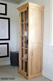 Diy furniture plans to build a bathroom linen tower. Diy Linen Cabinet With Glass Door Plans And Tutorial