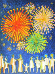 Happy New Year Painting Saatchi Art Happy New Year Paintingary Mari Art Art Drawings Simple Painting