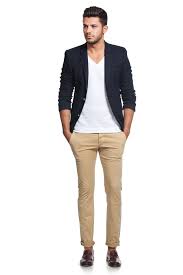 Black Blazer Khaki Pants Black Shoes Blazer Slim Fit Hugo Pants Khaki Slim Fit White V Neck T Shirt And Zara Shoes Products Available On W Black Blazer Men Pants Outfit Men Mens Casual Outfits