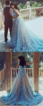 Blue Tulle Wedding Dress With Appliques Sash Miladies Net Princess Wedding Dresses Gowns Lace Mermaid Wedding Dress