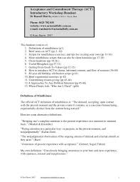 Acceptance And Commitment Therapy Act Introductory Workshop Handout Therapy Therapy Help Therapy Worksheets