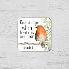 The robin craft cafe, london, united kingdom. Personalised Robins Appear Loved Ones Are Near Coaster By Hope And Halcyon Notonthehighstreet Com