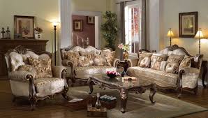 Marseille French Provincial Beige Chenille Sofa Loveseat Set Brown Finish Living Room Sofa Set Antique Living Rooms Antique Furniture Living Room