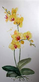 Pin By Maye Braun On Dipinti Murali In 2021 Orchids Painting Yellow Art Floral Painting
