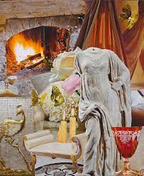 Two christmas trees cut out of streaky white and clear stained glass. Female Roman Statue With Wine Glass And Candles Digital Art By Daniel Wahl