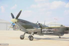 Aerobatic pilot Edward Yard lands the Spitfire Mk9 fighter jet, which...  News Photo