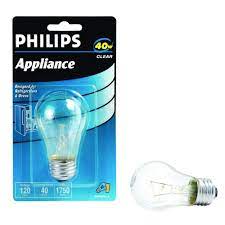 Replacing light bulb in my kenmore refrigerator with top refrigerator. Philips 40 Watt A15 Incandescent Clear Appliance Light Bulb 416768 The Home Depot