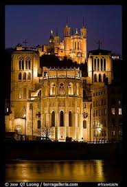 Cathedrale St Jean Basilique Notre Dame De Fourviere By Night Lyon France Color Lyon City Lyon France Lyon
