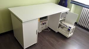 Sewing Machine Table With Smart Sliding Tray For Machine Ikea Hackers Sewing Room Furniture Sewing Desk Sewing Table
