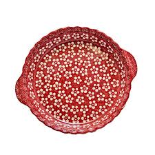 Say goodbye to soggy crusts and hello to pies so perfect you'll reach for this 9 inch pie pan again and again. Polish Pottery Pie Plate Scarlet Blossom The Polish Pottery Shoppe