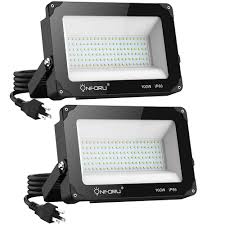 Onforu 2 Pack 100w Led Flood Light With Plug 10000lm 5000k Daylight White Ip66 Waterproof Super Bright Security L Led Flood Security Lights Led Garage Lights