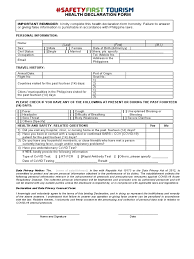 Health and travel declaration form philippines. Health Declaration Form Dot Amended Information Privacy Medicine