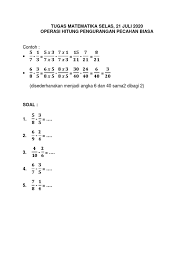2/3 +1/3 = 3/3 = 1. Pengurangan Pecahan Biasa Pdf