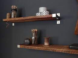 Salvaged Barn Wood Shelving With Modern Metal Brackets Wood Shelves Barn Wood Wood Wall Shelf