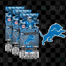 Detroit Lions Football Ticket Style Sports Party Invitations